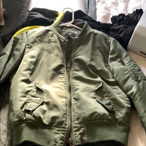 Olive green bomber jacket